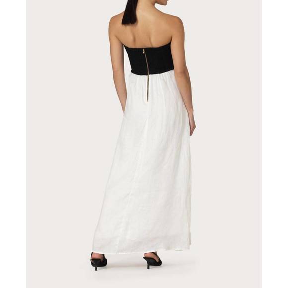 NEW LUSANA melody linen maxi dress in white black